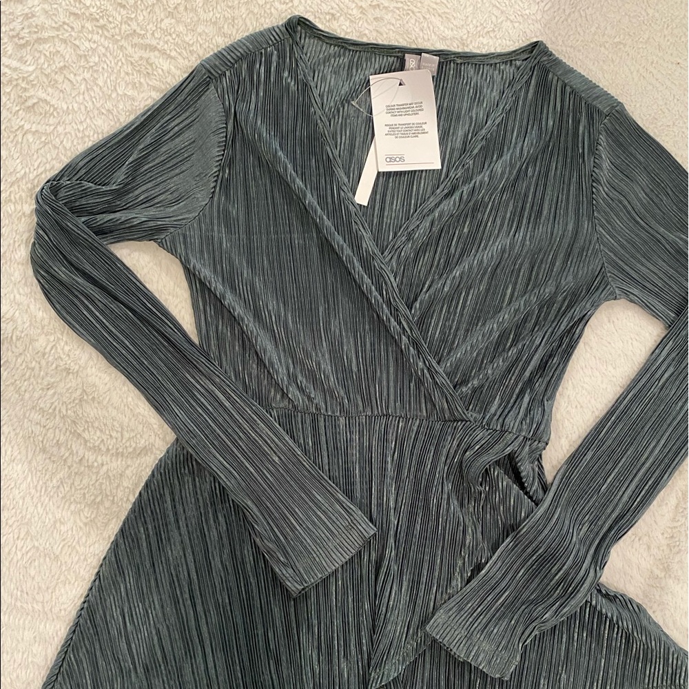Maternity front wrap blouse - Green - Small - Picture 2 of 5